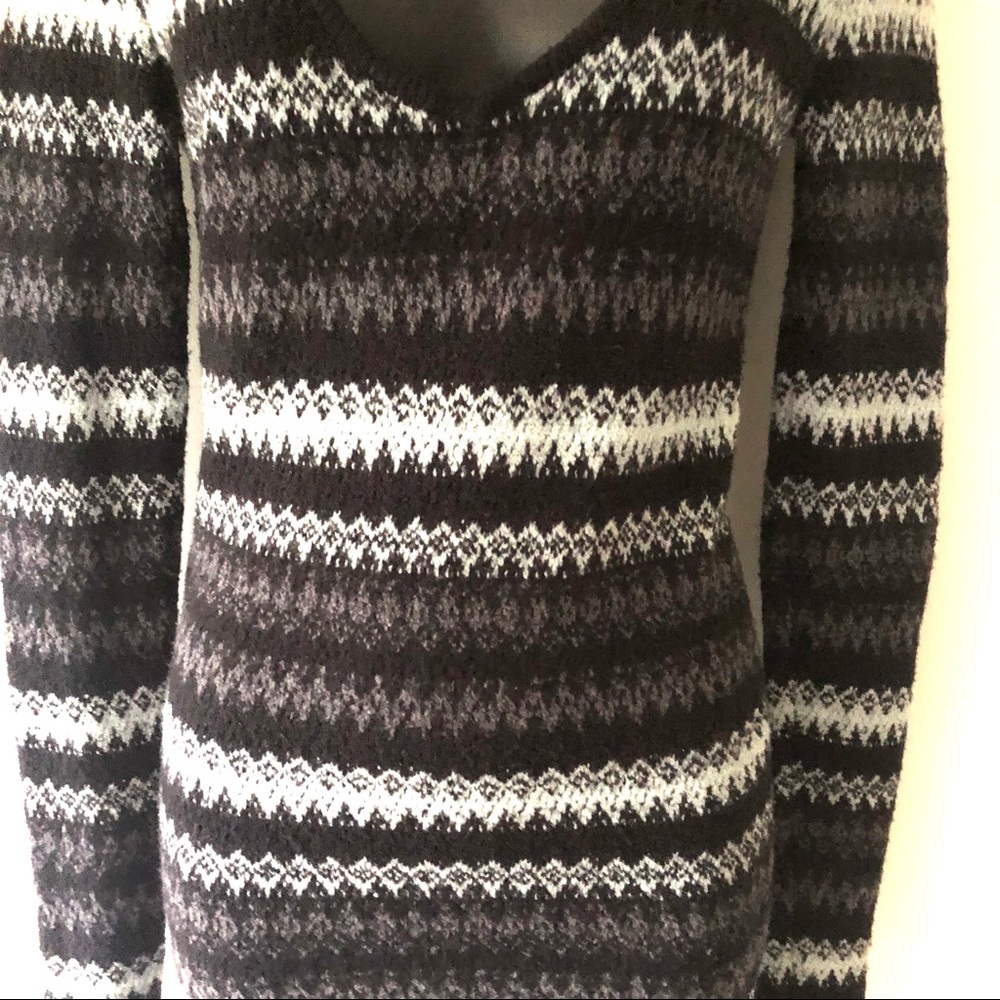 Free People Body Con Scoop V-neck Sweater Dress Nordic Stripes - Picture 4 of 10